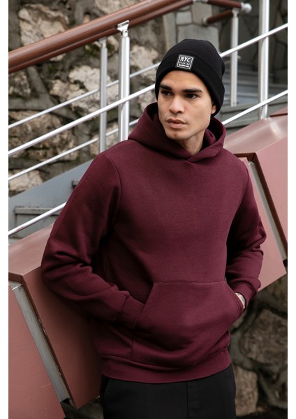 Regular Fit Kapüşonlu Kanguru Cepli Içi Tüylü Yumuşak Şardonlu Sweat Erkek Sweat 5905281