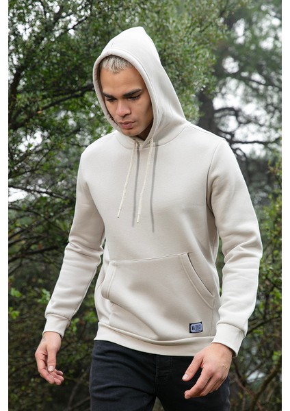 Slim Fit Kapüşonlu Kanguru Cepli Içi Tüylü Yumuşak Şardonlu Sweat Erkek Sweat 5905281