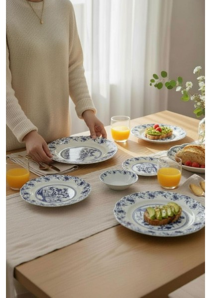 Porselen Blue Dream 8 Parça 4 Kişilik Kahvaltı Takımı