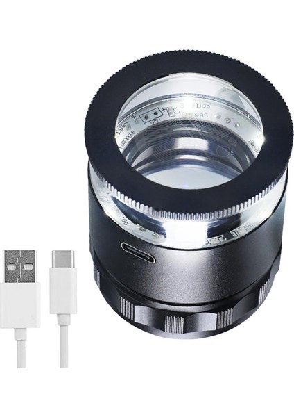 Coinsand Damgası Için LED Işığı ile Çıkarılabilir Çok Fonksiyonlu Ölçekli Optik Cam Lensli 10X Şarj Edilebilir Büyüteç (Yurt Dışından)