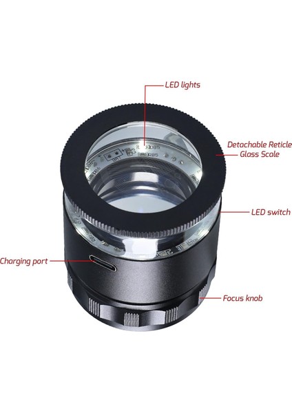 Coinsand Damgası Için LED Işığı ile Çıkarılabilir Çok Fonksiyonlu Ölçekli Optik Cam Lensli 10X Şarj Edilebilir Büyüteç (Yurt Dışından) fiyatları
