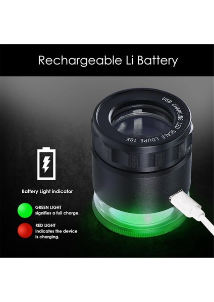 Coinsand Damgası Için LED Işığı ile Çıkarılabilir Çok Fonksiyonlu Ölçekli Optik Cam Lensli 10X Şarj Edilebilir Büyüteç (Yurt Dışından) fırsatları