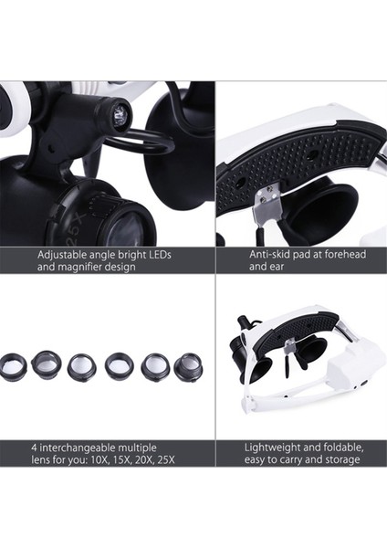 Baş Bandı LED Büyüteç Cam Far Mikroskobu Takı Onarımı (Yurt Dışından)