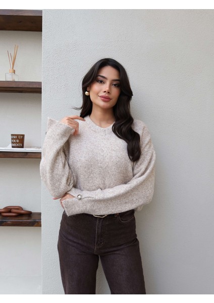 V Yaka Kol Düğmeli Yumoş Kazak fırsatları