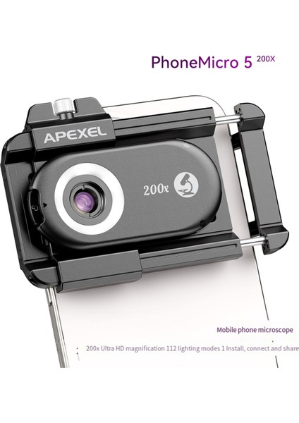 Apexel Telefon Mikroskop Lens, 200X Telefon Lens Nano Zoom Için LED Uv Işığı/cpl/universal Clip ile Android/iphone Için (Yurt Dışından) indirimleri