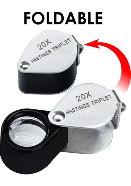 Mini Kuyumcular Loupe 20X Üçlü Loupe Büyüteç 12MM Üçlü Lens Katlanabilir Göz Döngüsü Takı Büyüteç Cam (Yurt Dışından) fiyatları