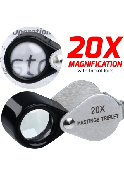 Mini Kuyumcular Loupe 20X Üçlü Loupe Büyüteç 12MM Üçlü Lens Katlanabilir Göz Döngüsü Takı Büyüteç Cam (Yurt Dışından) indirimleri