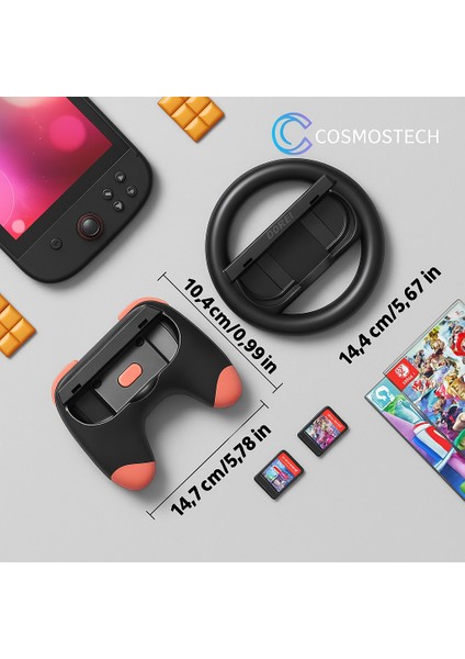 Switch 2 Joy-Con-Wheel Direksiyon & Grip Seti – 4 In 1 Oyun Aksesuar Paketi fırsatları