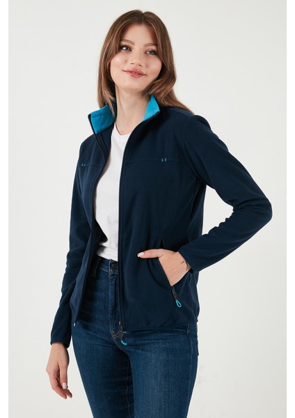 Slim Fit Anti-Pilling Tüylenme Yapmayan Fermuarlı Cepli Polar Hırka Bayan POLAR 5907002