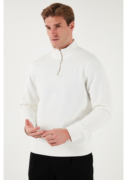 Pamuklu Regular Fit Yarım Fermuarlı Dik Yaka Sweat Erkek Sweat 59052592
