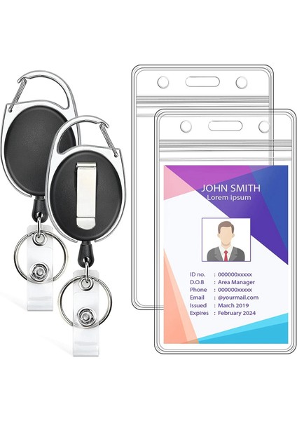 Geri Çekilebilir Rozet Makaralı 2 Paket Kimlik Rozeti Tutucu Kimlik Kartı Tutucu (Yurt Dışından)