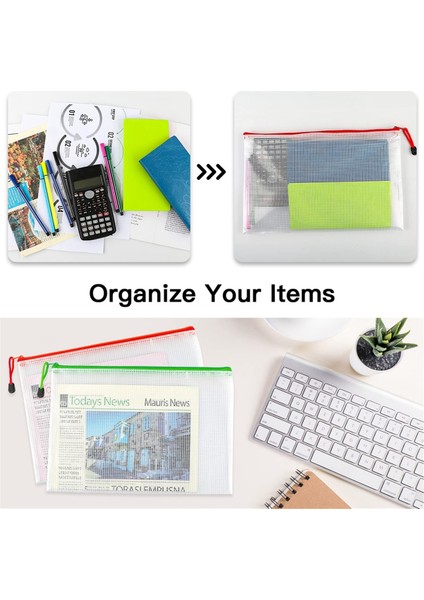 12 Adet A4 Fermuarlı Kese Belge Çantası, Ofis Malzemeleri Için Mektup/a4 Boyutu (Yurt Dışından)