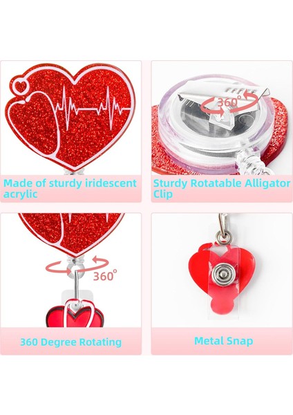 6 Adet Komik Hemşirelik Kimlik Kartı Parıltılı Rozet Tutucu Geri Çekilebilir Klips (Yurt Dışından) modelleri