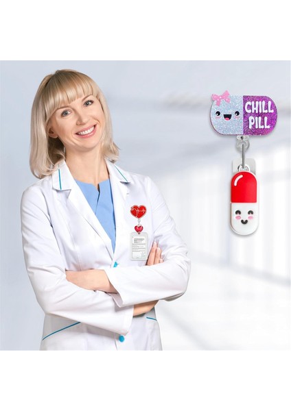 6 Adet Komik Hemşirelik Kimlik Kartı Parıltılı Rozet Tutucu Geri Çekilebilir Klips (Yurt Dışından) indirimleri