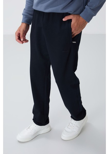 Lacivert Fermuar Cepli Dar Kalıp Klasik Paça Erkek Eşofman Alt - 84669