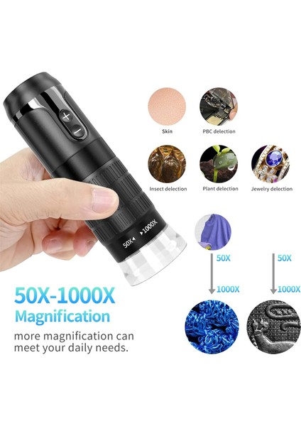 Dijital Mikroskop Kablosuz Cep Elde Taşıyan USB Mikroskoplar 1000X Zoom Sabit Focus Hd Büyüteç Iphone Pc Için LED ile (Yurt Dışından) fiyatları