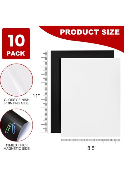 Yazdırılabilir Manyetik Sayfalar, 8,5x 11 Inç, 10 Paket Parlak Mıknatıslı Yazıcı (Yurt Dışından) fiyatları