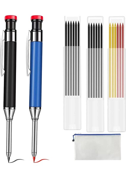 2 Adet 18 Yedekli Masif Marangoz Kalemi Kırmızı Sarı Siyah (Yurt Dışından)