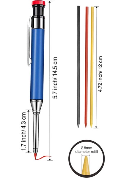 2 Adet 18 Yedekli Masif Marangoz Kalemi Kırmızı Sarı Siyah (Yurt Dışından) fiyatları