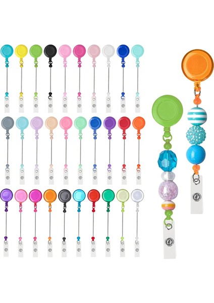 Boncuklu Dıy Rozet Tutucu Seti Geri Çekilebilir Anahtarlık Rozet Makarası Klipsleri (Yurt Dışından)