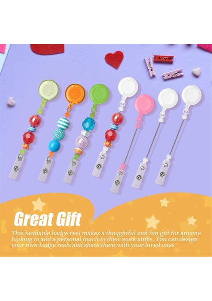 Boncuklu Dıy Rozet Tutucu Seti Geri Çekilebilir Anahtarlık Rozet Makarası Klipsleri (Yurt Dışından) modelleri