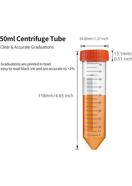 Konik Santrifüj Tüpleri 50ML, Sızdırmaz Vidalı Kapaklar (Yurt Dışından) indirimleri