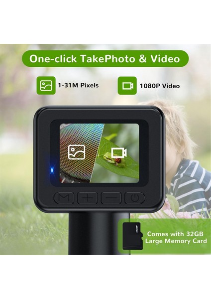 Çocuklar Için Mikroskop 50X-1000X Büyütme IPS Hd Ekran, 2-31MP Fotoğraf, 1080P Video, 2 Saatlik Pil Ömrü, Kolay Taşıma (Yurt Dışından) fırsatları
