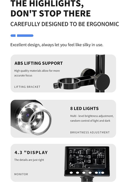 4.3 Inç Dijital Mikroskop 1000X Para Mikroskobu 960P 8 LED ile Yetişkinler Kaynakları Için Video Mikroskobu (Yurt Dışından) indirimleri