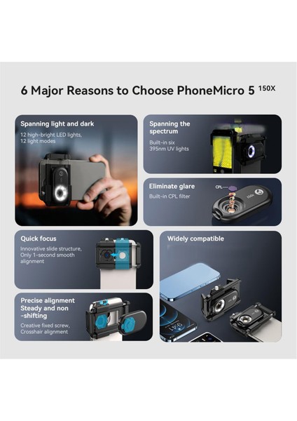 Cep Telefonu Mikroskop Lensi Cpl LED 3&#39;te 1 Makro Büyüteç Kitleri Telefon Lens Için Biyolojik Mikroskop 150X (Yurt Dışından) modelleri