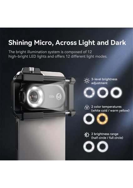 Cep Telefonu Mikroskop Lensi Cpl LED 3&#39;te 1 Makro Büyüteç Kitleri Telefon Lens Için Biyolojik Mikroskop 150X (Yurt Dışından) fırsatları