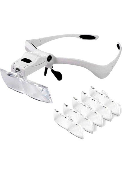 LED Işıklı Baş Bandı Camları Büyüteç Cam 5 Etkilenmez Lens 1.0x/1.5x/2.0x/2.5x/3.5x Takım Onarımı Okuması Için (Yurt Dışından)
