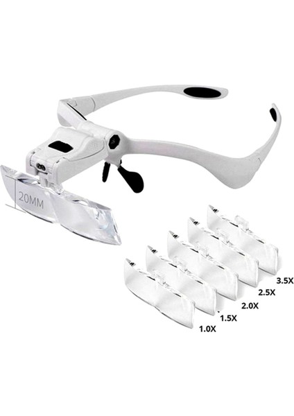 LED Işıklı Baş Bandı Camları Büyüteç Cam 5 Etkilenmez Lens 1.0x/1.5x/2.0x/2.5x/3.5x Takım Onarımı Okuması Için (Yurt Dışından) fiyatları