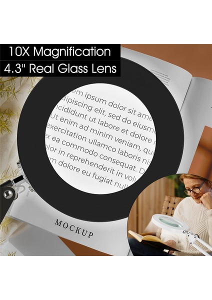 Işık ve Stand ile Büyüteç, 10X Büyüteç Lambası, Kelepçeli 2&#39;si 1 Arada Masa Lambası, 3 Renk Modu (Yurt Dışından) fiyatları