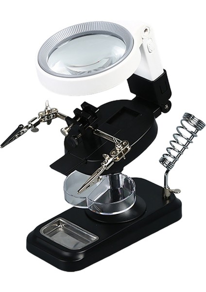 Demir Braket ve Yardımcı Klips Bakım ile LED Işıksal Büyüteç, Cam Pille Destekli Ayarlanabilir Loupe A (Yurt Dışından)