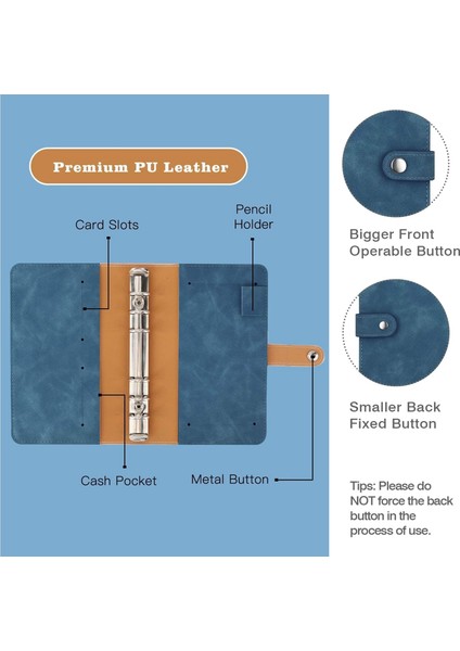 A6 Bütçe Dosyası Nakit Zarf Cepleri ve Etiketli, Mavi (Yurt Dışından) fiyatları