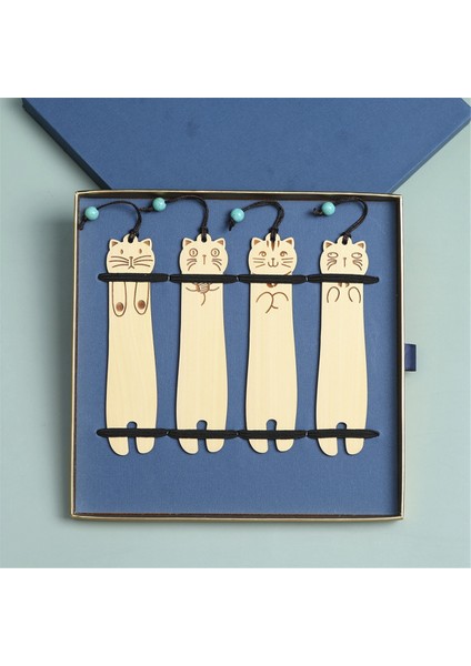 4 Paket Kedi Ayraçları Ahşap Sevimli Ayraçlar Okuma Sayfası Işaretleyicileri (Yurt Dışından) fırsatları