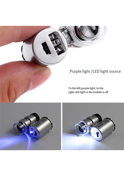 Taşınabilir Mini Cep 60X Mikroskop Elde Taşınma Cam Loupe Uv Işık Para Birimi Dedektörü Kuyumcu Büyüteç (Yurt Dışından) modelleri