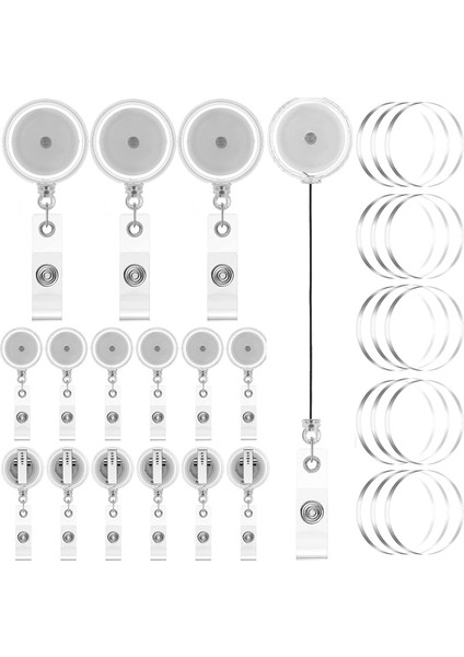 30 Adet Kendin Yap Geri Çekilebilir Rozet Tutucu Makaraları Döner Timsah Klipsli (Yurt Dışından)