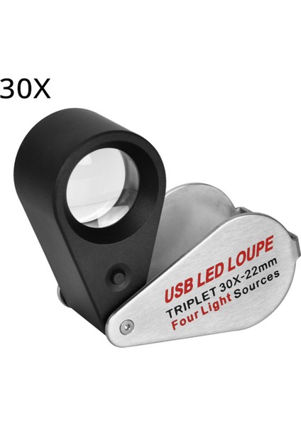 Şarj Edilebilir Dört Renkli Işık Kaynağı 13LED Büyüteç Elmas Kuyumcu Loupe Kolye Mücevher Uv Lambası Mini Cep 30X (Yurt Dışından) fiyatları