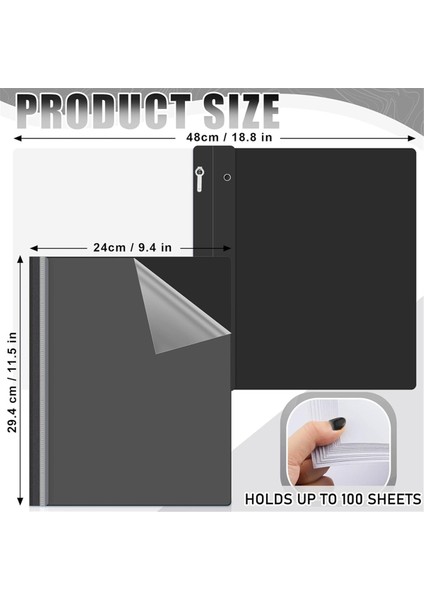 3 Çatallı Bağlantı Elemanlı 10 Paket Rapor Kapağı, Siyah Arka Kapaklı (Yurt Dışından) fiyatları