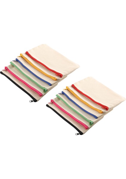 12 Paket Boş Tuval Makyaj Çantası, Çok Renkli Fermuarlı, Kalemlik (Yurt Dışından) modelleri