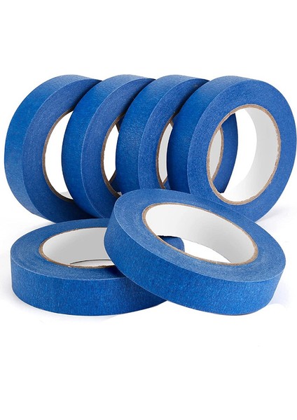 Mavi Boyacı Bandı - 6 Paket x 1 Inç x 55 Yard, Krep Kağıdı Maskeleme Bandı (Yurt Dışından)