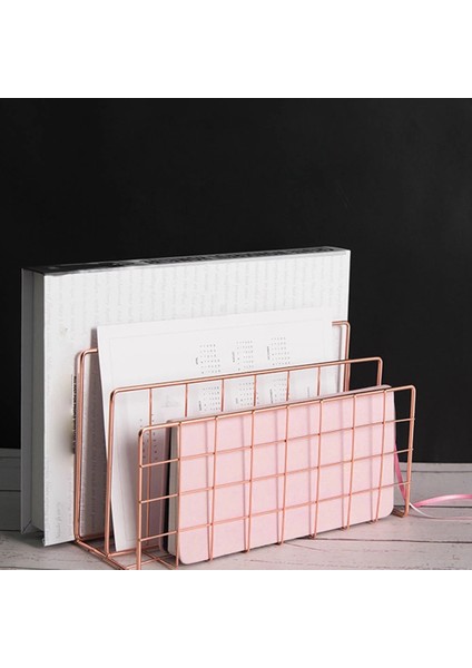 Metal Örgü Masa Düzenleyici Ofis Ev Kitap Destekleri Kitaplık - Gül Altın (Yurt Dışından) modelleri