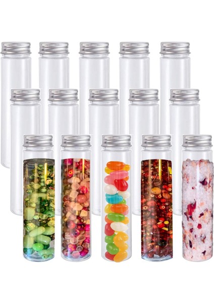 15 Adet 110 ml Plastik Test Tüpü, Şeffaf Düz Test Tüpleri, Vidalı Kapaklı (Yurt Dışından)