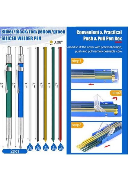 2 Adet Kaynakçı Kalemi 48 Adet Yuvarlak Yedek Mekanik Kalemler (Yurt Dışından) indirimleri