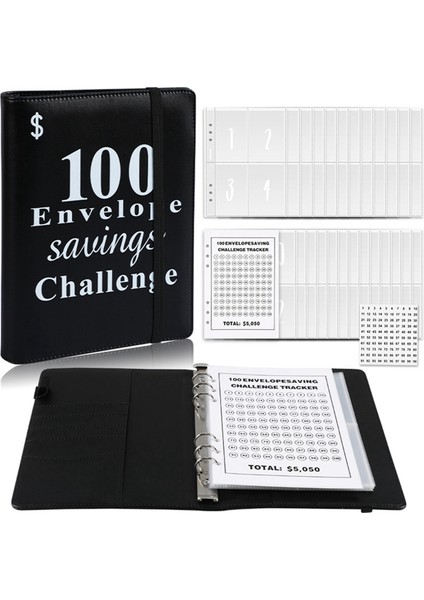 100 Zarf Para Tasarrufu Mücadelesi Klasörü, Siyah (Yurt Dışından) fırsatları