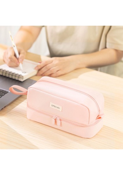 Büyük Kapasiteli Büyük Kalem Kutusu 2 Bölmeli Pembe (Yurt Dışından) modelleri