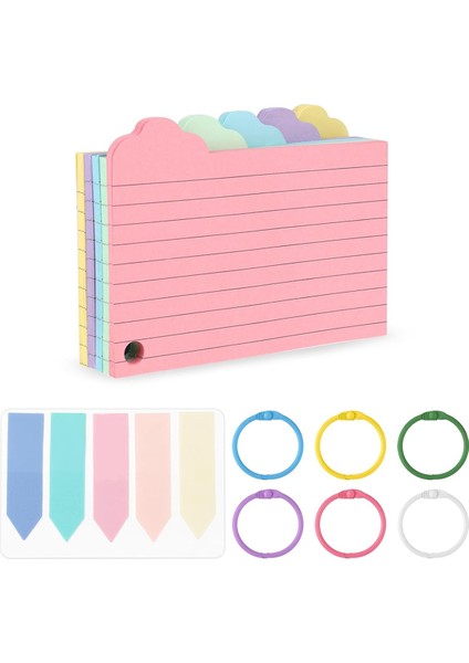 125 Adet Çalışma Için Renkli Dizin Kartları Halkalar ve Renkli Etiketlerle (Yurt Dışından)
