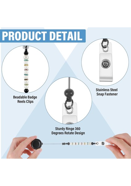 Boncuklu Rozet Makaraları, Klipsli 6 Adet Boş Kimlik Rozeti Makaraları (Yurt Dışından) fiyatları