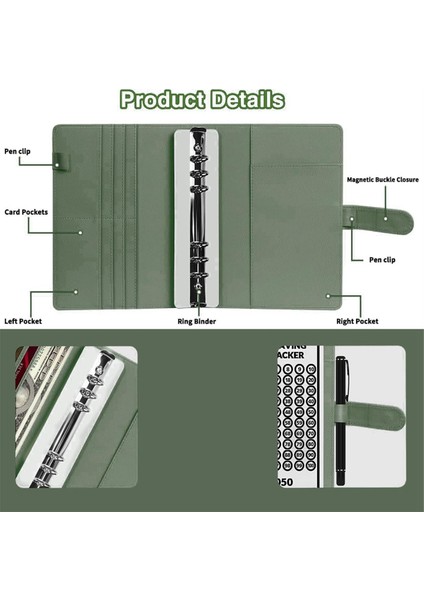 100 Zarflı Zorlu Klasör, A5 Para Tasarrufu Bütçe Klasörü Yeşil (Yurt Dışından) modelleri